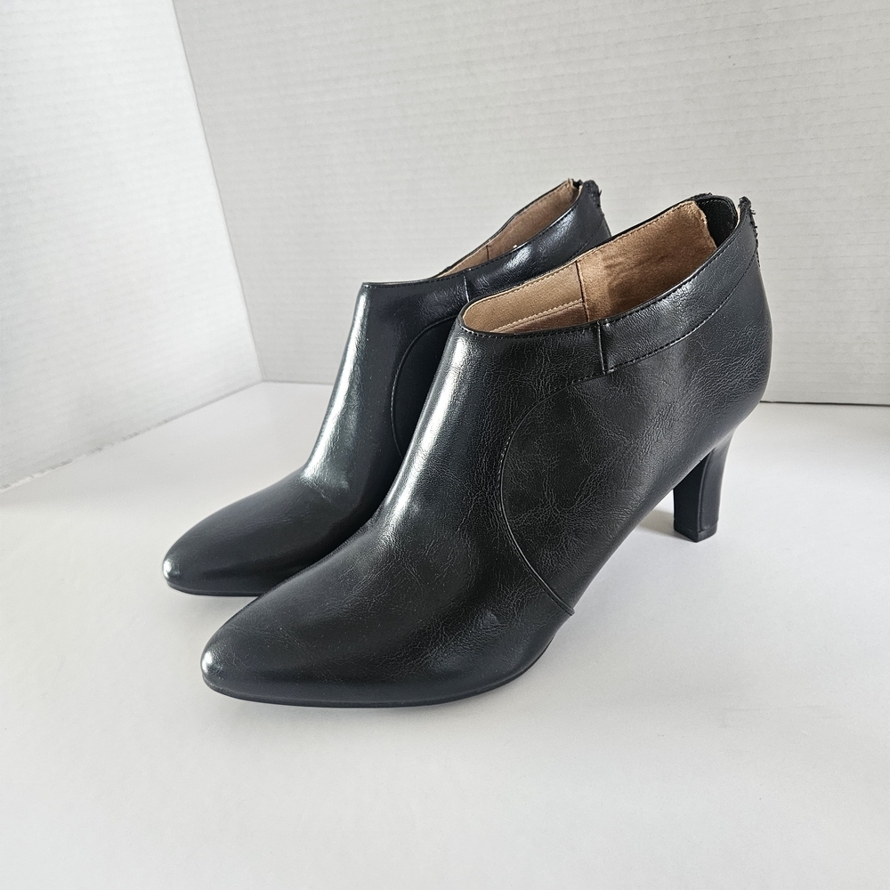 Life Stride Black Heeled Ankle Boots - Size 10